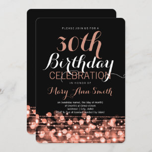 Elegant 30th Birthday Party Sparkles Rose Gold Invitation