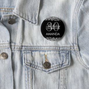Elegant 30th Birthday Party Sparkles Silver Button