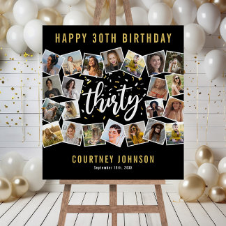 Elegant 30th Birthday Photo Collage Board
