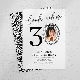 Elegant 30th Birthday Photo Invitation