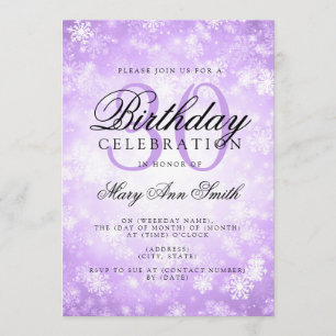 Elegant 30th Birthday Purple Winter Wonderland Invitation