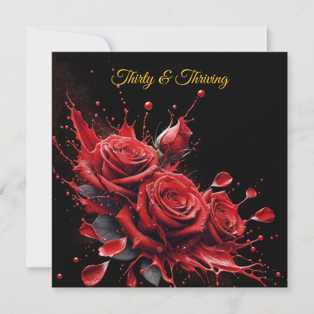 Elegant 30th Birthday - Roses in Bloom Invitation (Front)