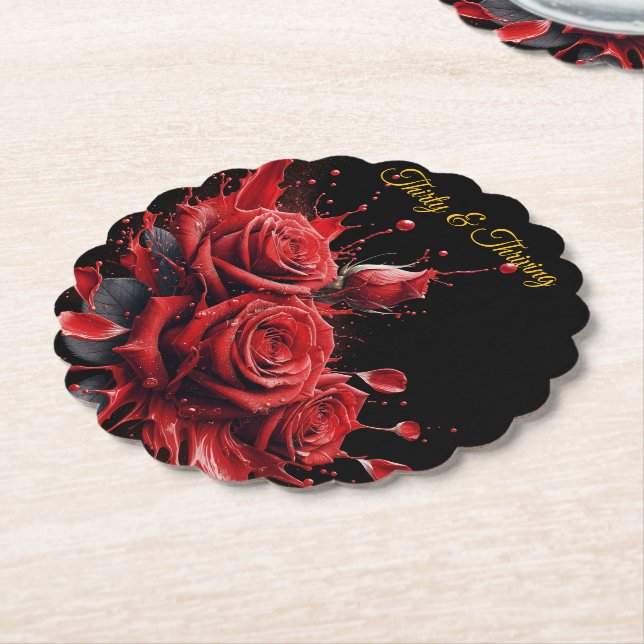 Elegant 30th Birthday - Roses in Bloom Paper Coaster (Angled)