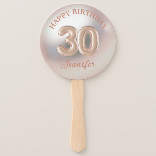 elegant 30th happy birthday rose gold luxury hand fan