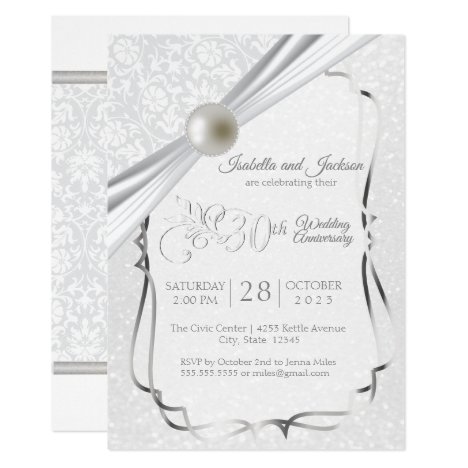 Elegant 30th Pearl Anniversary Design Invitation