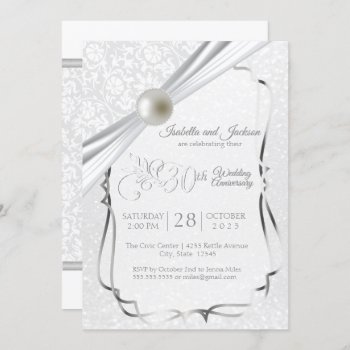 Elegant 30th Pearl Anniversary Design Invitation by DesignsbyDonnaSiggy at Zazzle
