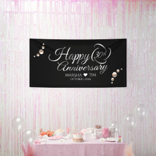Elegant 30th Pearl Wedding Anniversary (4'x8')  Banner