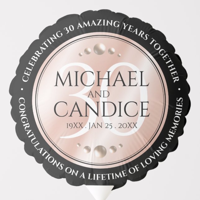 Elegant 30th Pearl Wedding Anniversary Balloon (Front)