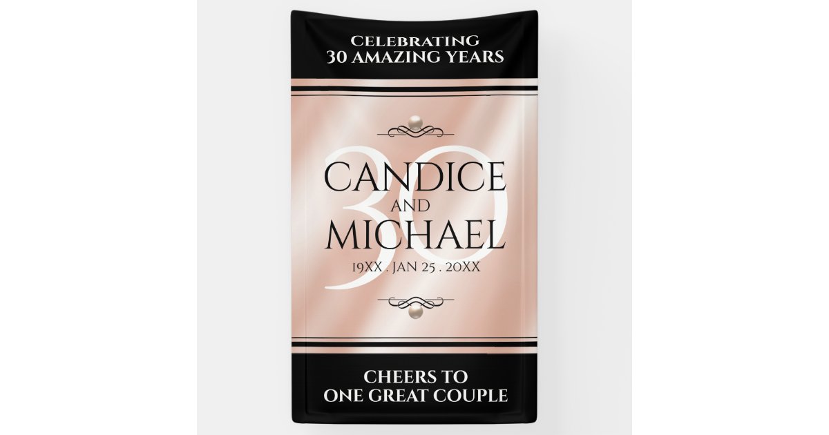 Elegant 30th Pearl Wedding Anniversary Celebration Banner | Zazzle