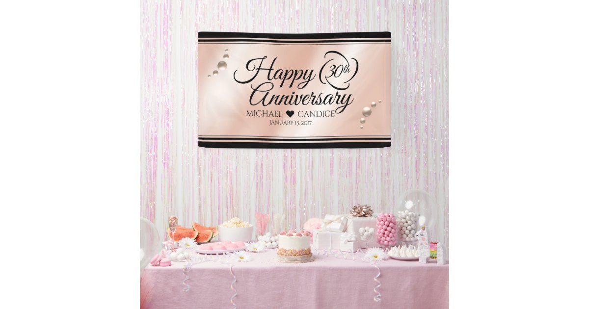 Elegant 30th Pearl Wedding Anniversary Celebration Banner | Zazzle