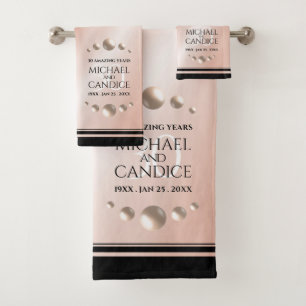 Elegant 30th Pearl Wedding Anniversary Celebration Bath Towel Set