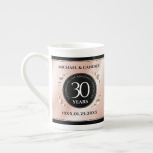 Elegant 30th Pearl Wedding Anniversary Celebration Bone China Mug