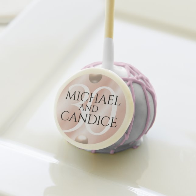 Elegant 30th Pearl Wedding Anniversary Celebration Cake Pops (Front Insitu)