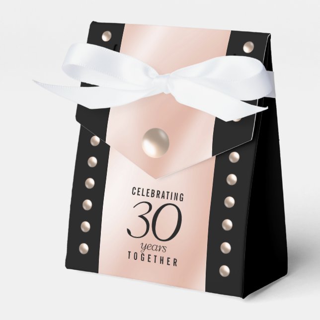 Elegant 30th Pearl Wedding Anniversary Celebration Favor Boxes (Front Side)