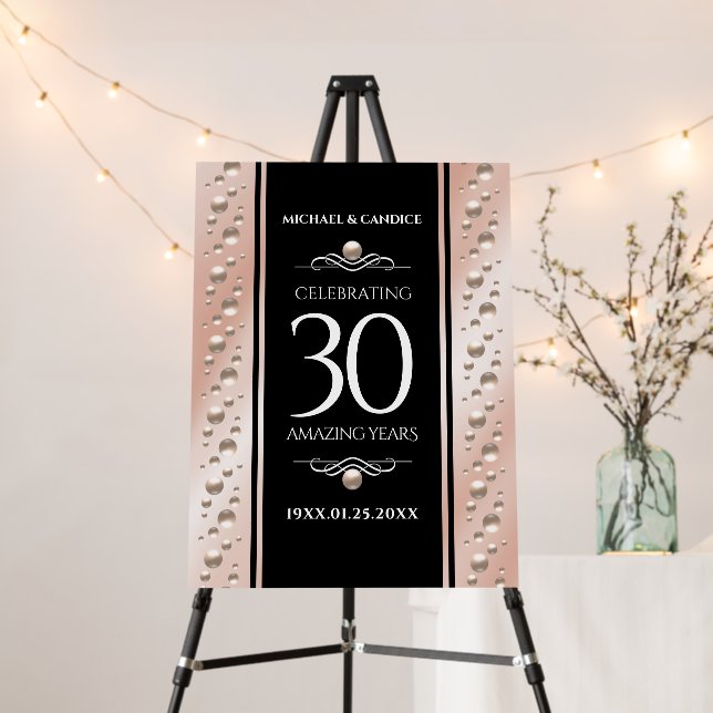 Elegant 30th Pearl Wedding Anniversary Celebration Foam Board (In Situ (Stand))