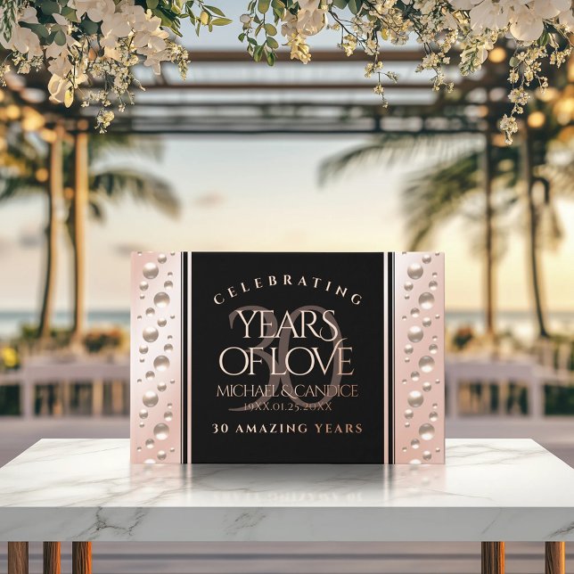 Elegant 30th Pearl Wedding Anniversary Celebration Foil Guest Book (EO 30th Pearl Wedding Anniversary 9x6-inch Foil Guest Book Cover Photo)