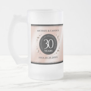 Elegant 30th Pearl Wedding Anniversary Celebration Frosted Glass Beer Mug