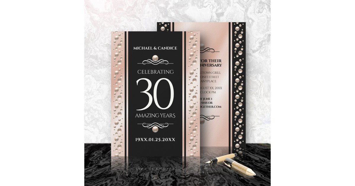 Elegant 30th Pearl Wedding Anniversary Celebration Invitation | Zazzle