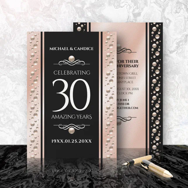 Elegant 30th Pearl Wedding Anniversary Celebration Invitation | Zazzle