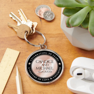 Elegant 30th Pearl Wedding Anniversary Celebration Keychain