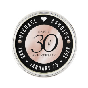 Elegant 30th Pearl Wedding Anniversary Celebration Lapel Pin