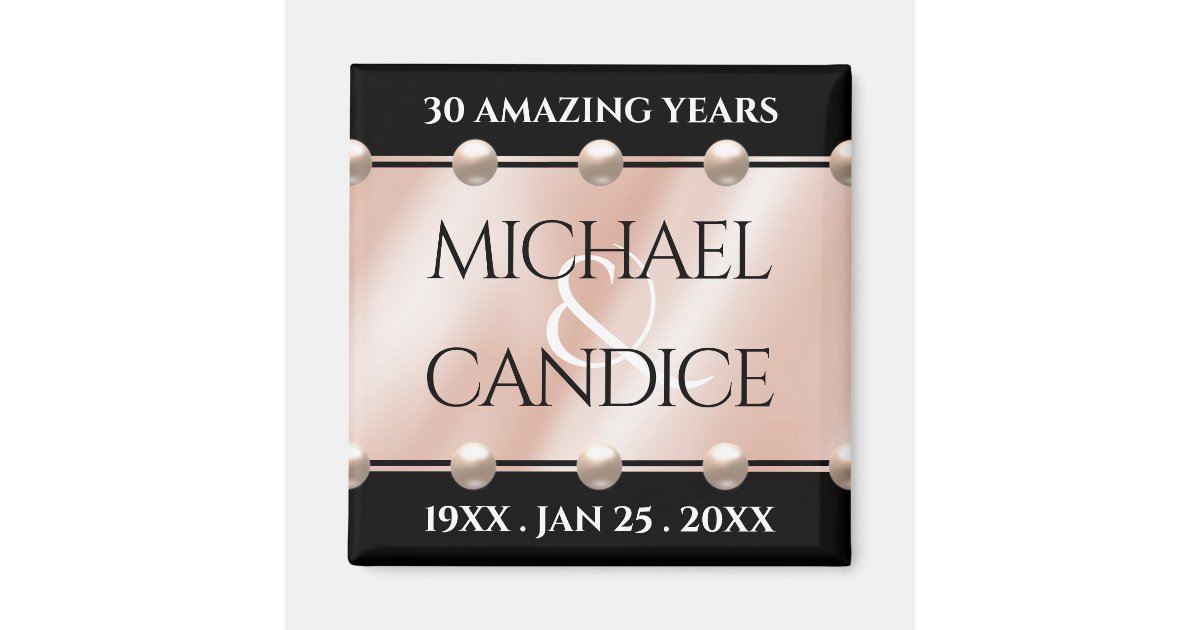Elegant 30th Pearl Wedding Anniversary Celebration Magnet | Zazzle