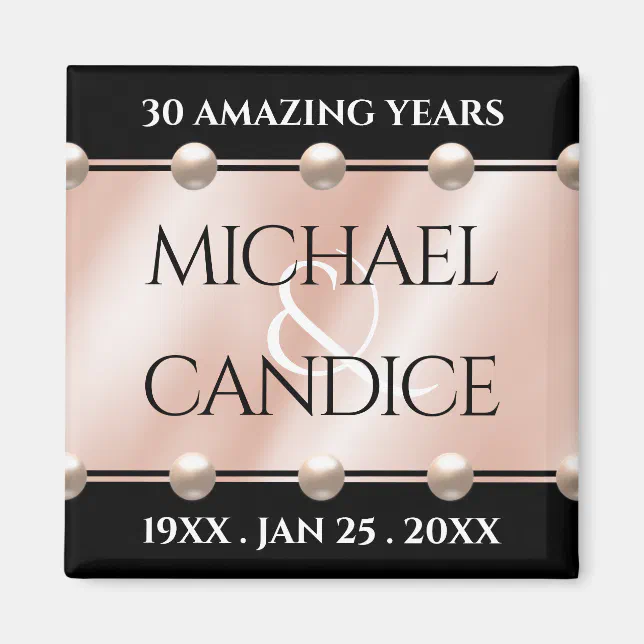 Elegant 30th Pearl Wedding Anniversary Celebration Magnet | Zazzle