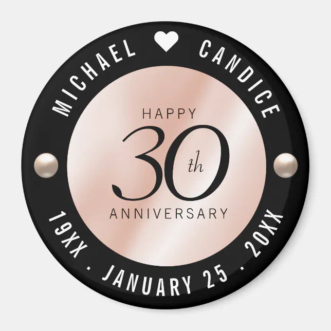 Elegant 30th Pearl Wedding Anniversary Celebration Magnet | Zazzle