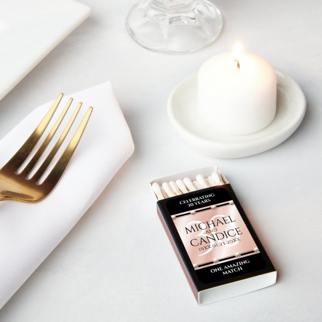 Elegant 30th Pearl Wedding Anniversary Celebration Matchboxes (Insitu)