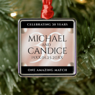 Elegant 30th Pearl Wedding Anniversary Celebration Metal Ornament