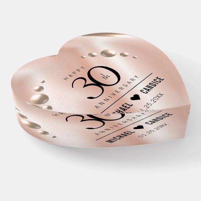 Elegant 30th Pearl Wedding Anniversary Celebration Paperweight (Angled)