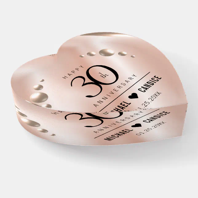 Elegant 30th Pearl Wedding Anniversary Celebration Paperweight | Zazzle