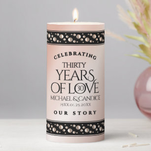 Elegant 30th Pearl Wedding Anniversary Celebration Pillar Candle