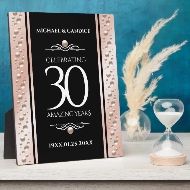 Elegant 30th Pearl Wedding Anniversary Celebration Plaque | Zazzle