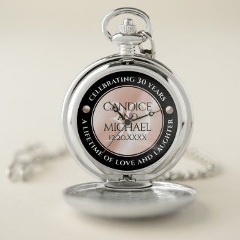 Elegant 30th Pearl Wedding Anniversary Celebration Pocket Watch by expressionsoccasions at Zazzle