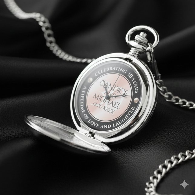 Elegant 30th Pearl Wedding Anniversary Celebration Pocket Watch (Elegant 30th Pearl Wedding Anniversary Pocket Watch Cover Photo)