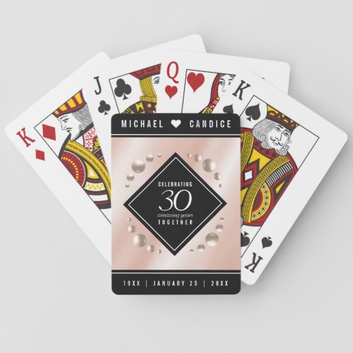 Elegant 30th Pearl Wedding Anniversary Celebration Poker Cards