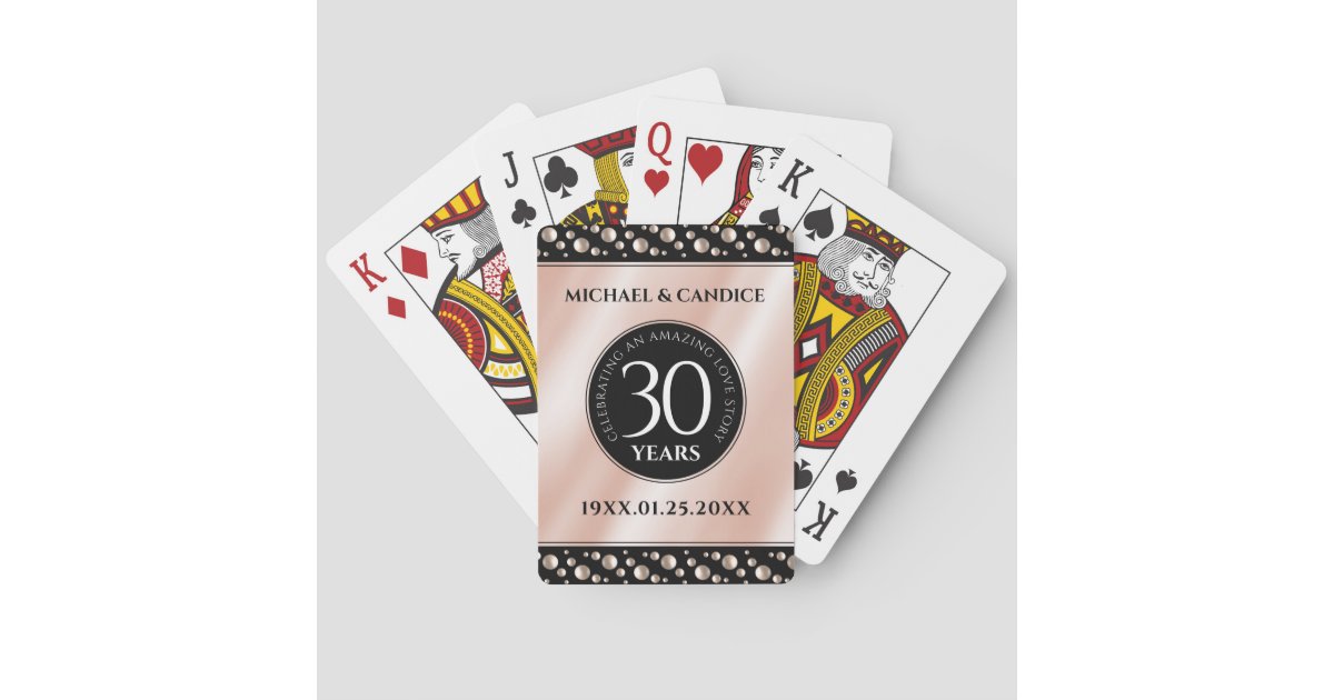Elegant 30th Pearl Wedding Anniversary Celebration Poker Cards | Zazzle
