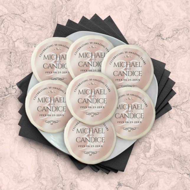 Elegant 30th Pearl Wedding Anniversary Celebration Sugar Cookie (Creator Uploaded)