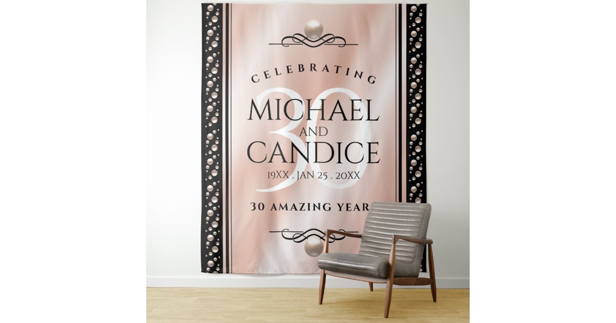 Elegant 30th Pearl Wedding Anniversary Celebration Tapestry | Zazzle