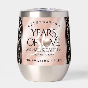 Elegant 30th Pearl Wedding Anniversary Celebration Thermal Wine Tumbler