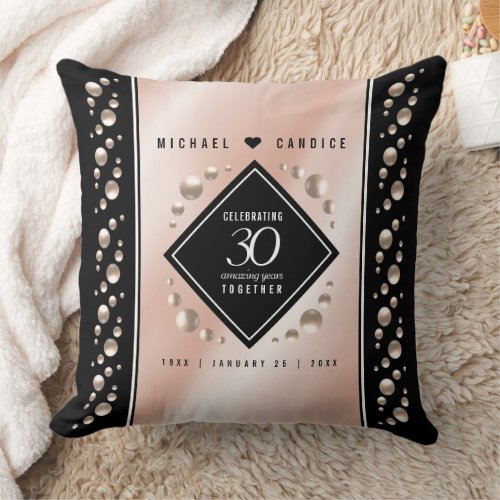 Elegant 30th Pearl Wedding Anniversary Celebration Throw Pillow