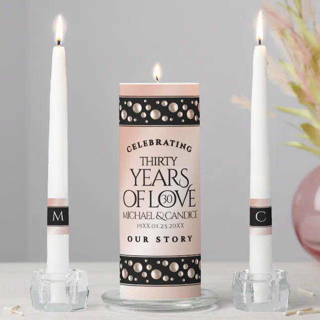 Elegant 30th Pearl Wedding Anniversary Celebration Unity Candle Set ...