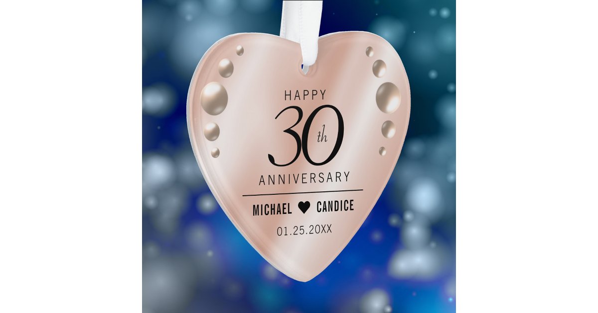 Elegant 30th Pearl Wedding Anniversary Ornament | Zazzle