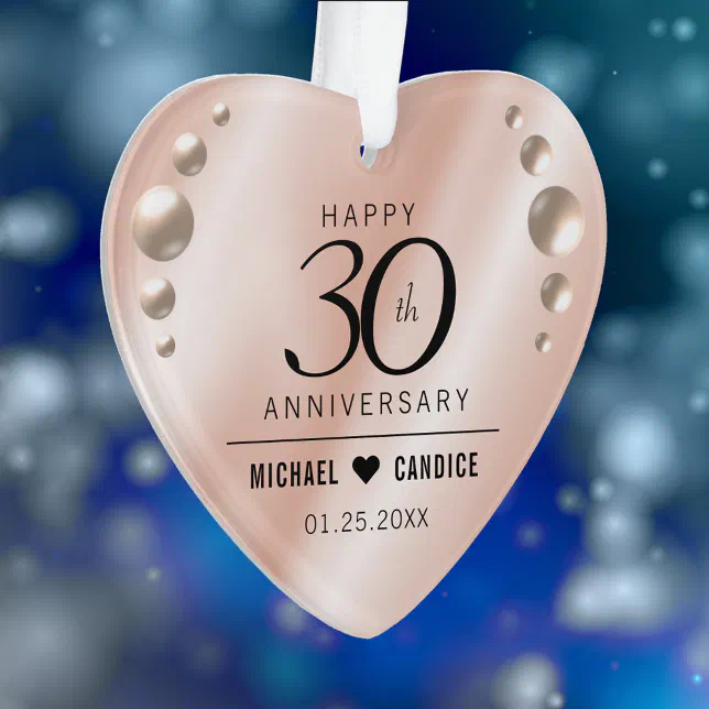 Elegant 30th Pearl Wedding Anniversary Ornament | Zazzle