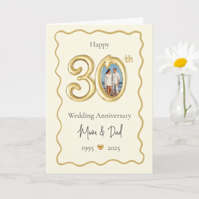 Elegant 30th Wedding Anniversary Card - Mom & Dad  (Small Plant)