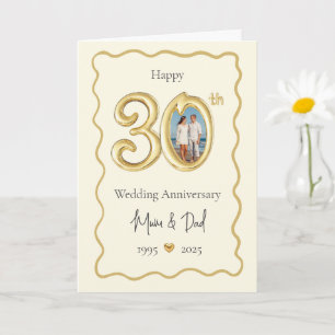 Elegant 30th Wedding Anniversary Card - Mom & Dad 
