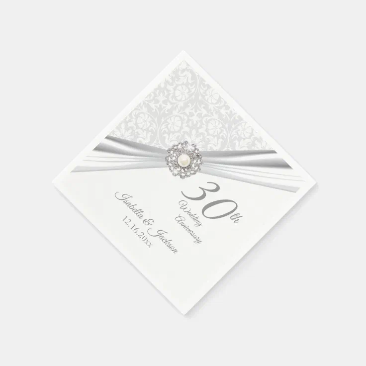 Elegant 30th Wedding Anniversary Design Napkins | Zazzle