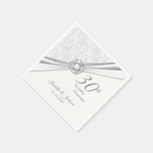 Elegant 30th Wedding Anniversary Design Napkins