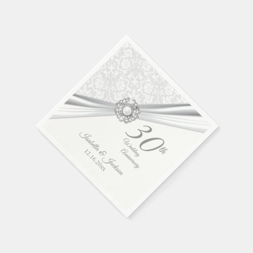 Elegant 30th  Wedding Anniversary Design Napkins